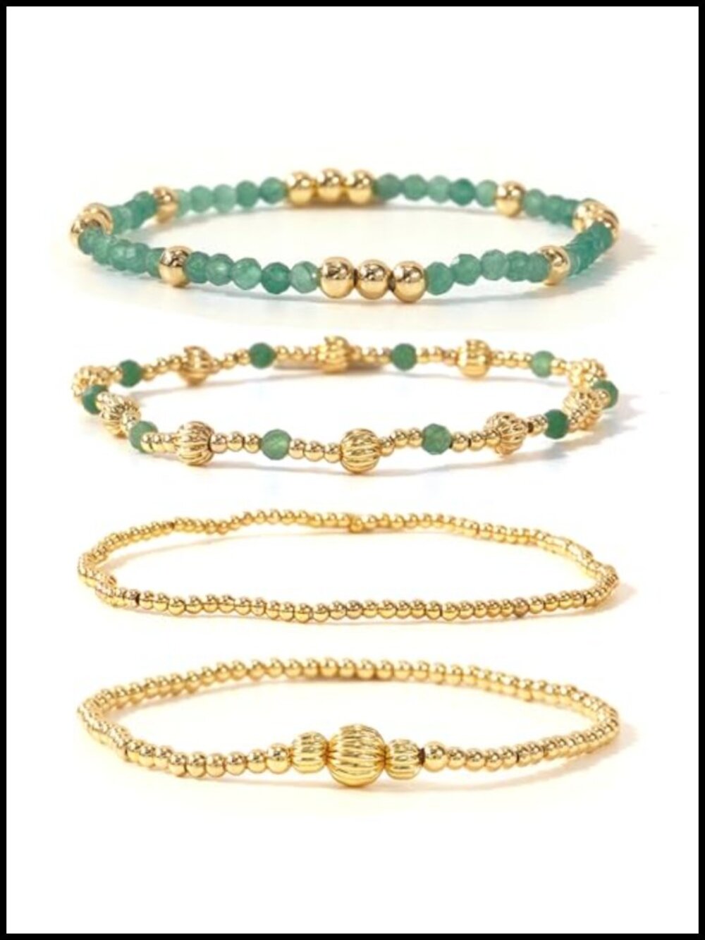 Gold Plated Beaded Bracelets Stack for Women Boho Natural Stone Stretch